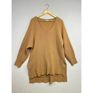 American Eagle‎ Outfitters Oversized Ribbed Knit V Neck Sweater Camel M